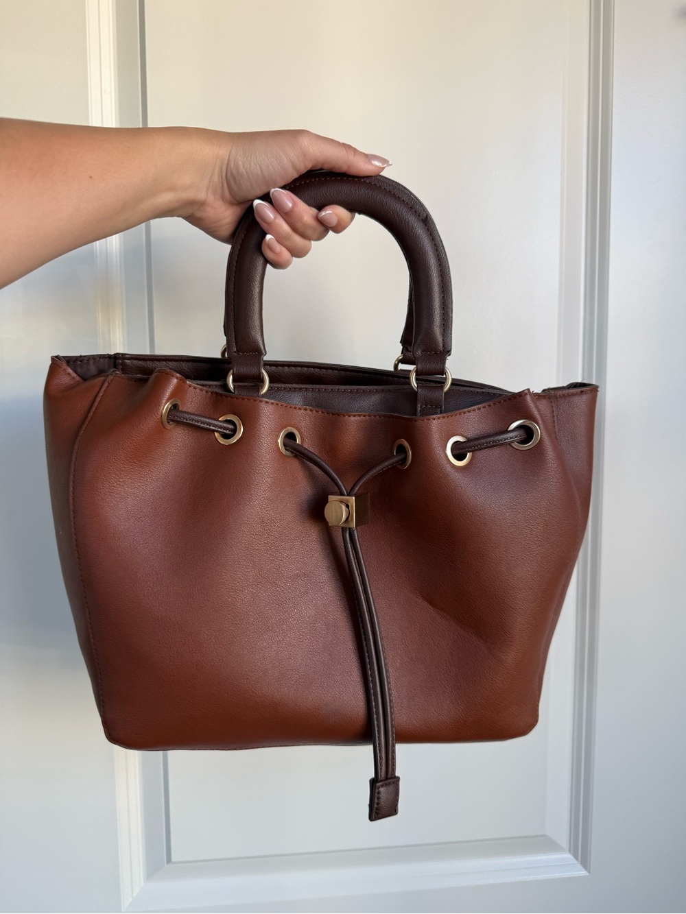 Classic Brown Drawstring Tote Bag